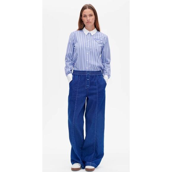 BAUM UND PFERDGARTEN Women Noiella Trousers Pants Blue Depths Wide Leg Jeans 42 - Picture 3 of 10